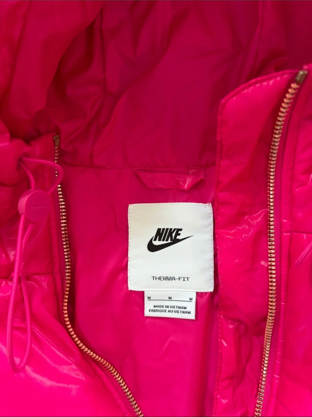 Nike Women’s Hot Pink Hooded Quilted Puffer Jacket